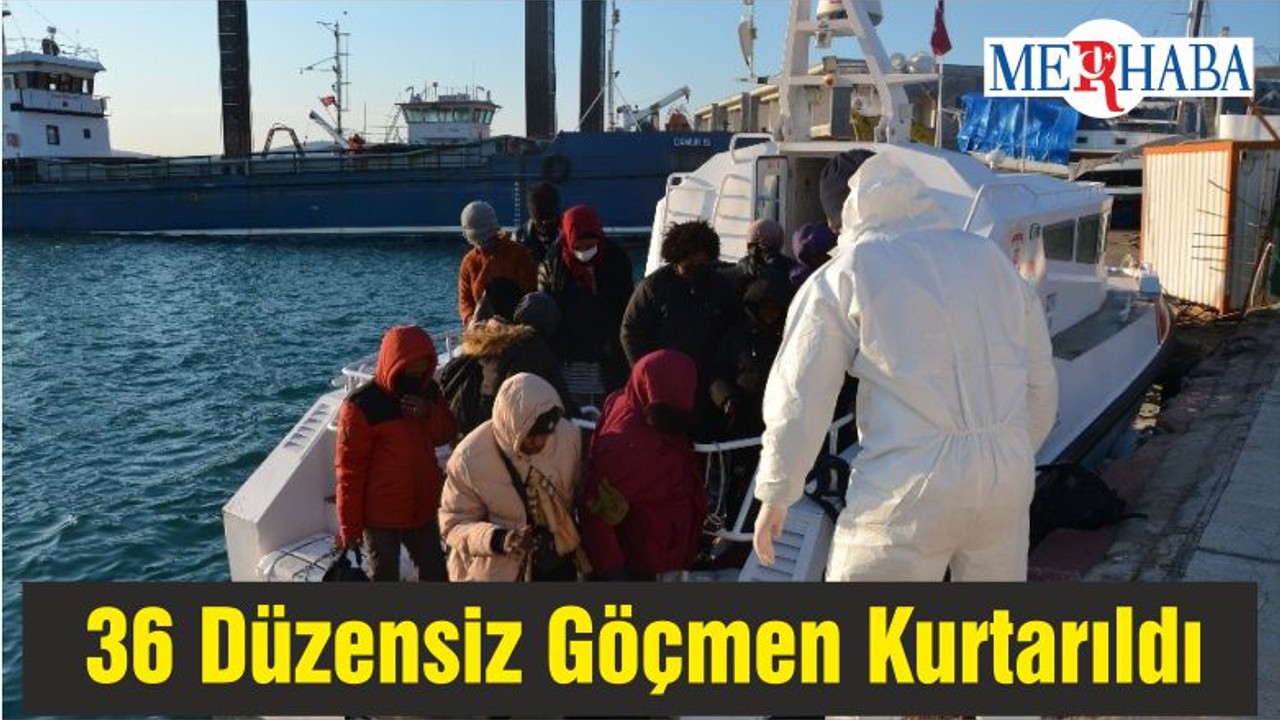 Balıkesir'de Türk Kara Sularına İtilen 36 Düzensiz Göçmen Kurtarıldı