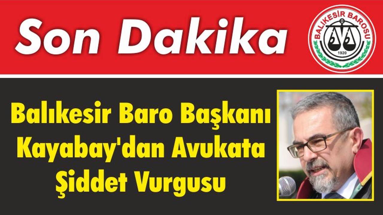 Balıkesir Baro Başkanı Kayabay'dan Avukata Şiddet Vurgusu