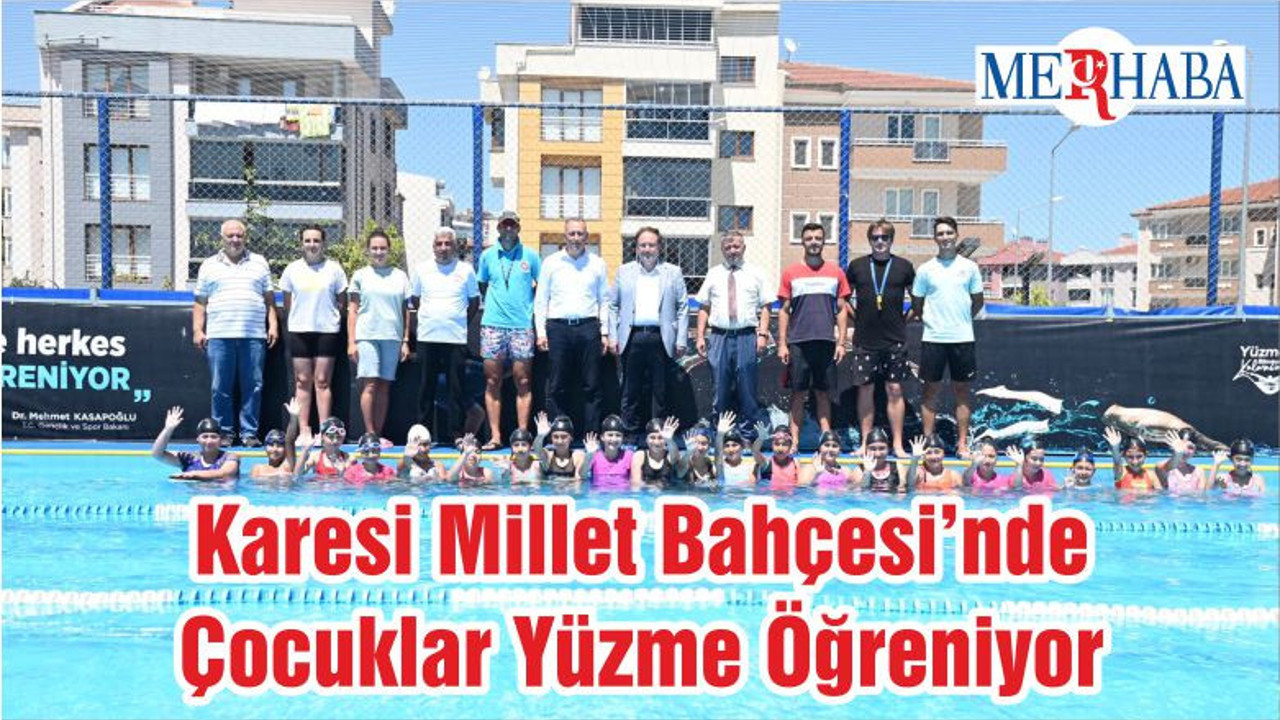Karesi Millet Bahçesi’nde Çocuklar Yüzme Öğreniyor