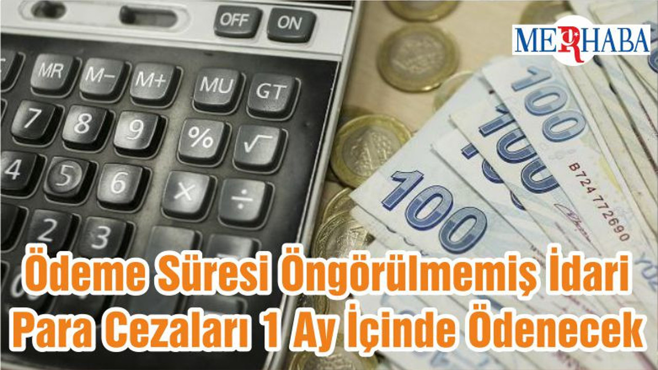 Ödeme Süresi Öngörülmemiş İdari Para Cezaları 1 Ay İçinde Ödenecek