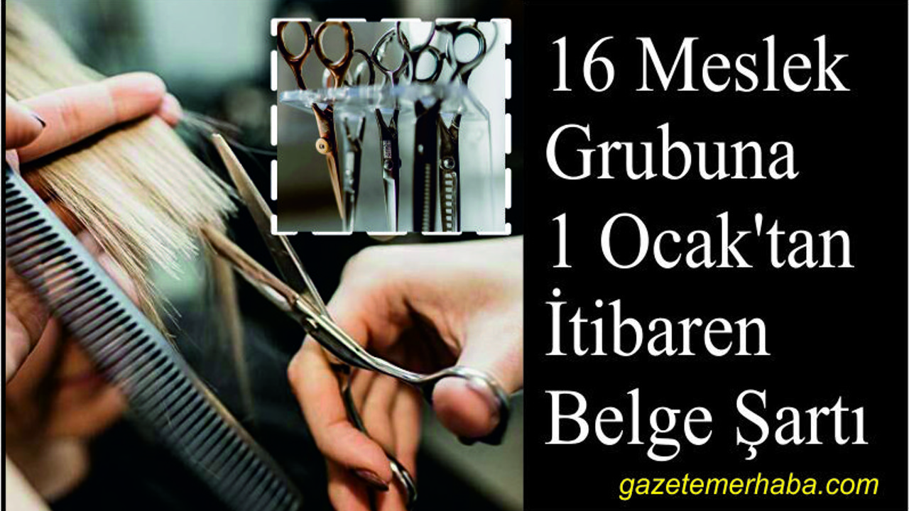 16 Meslek Grubuna 1 Ocak'tan İtibaren Belge Şartı