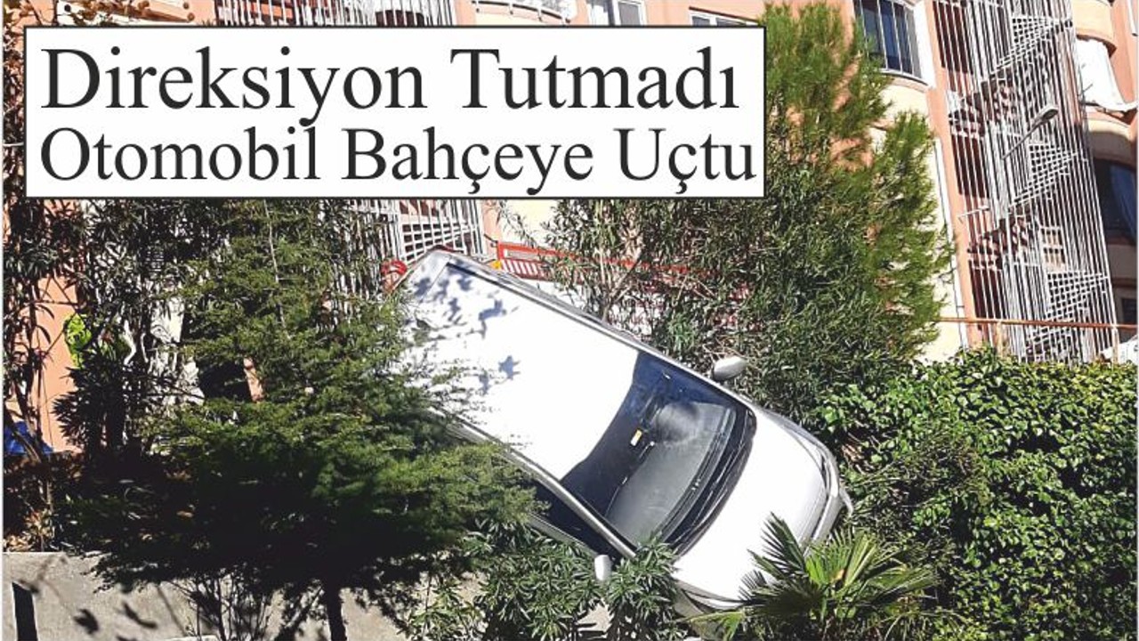 Balıkesir'de Direksiyon Tutmadı ,Otomobil Bahçeye Uçtu