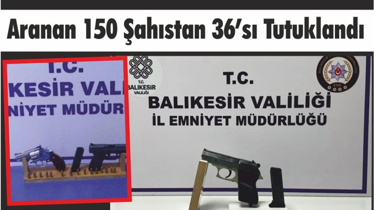 Aranan 150 Şahıstan 36’sı Tutuklandı
