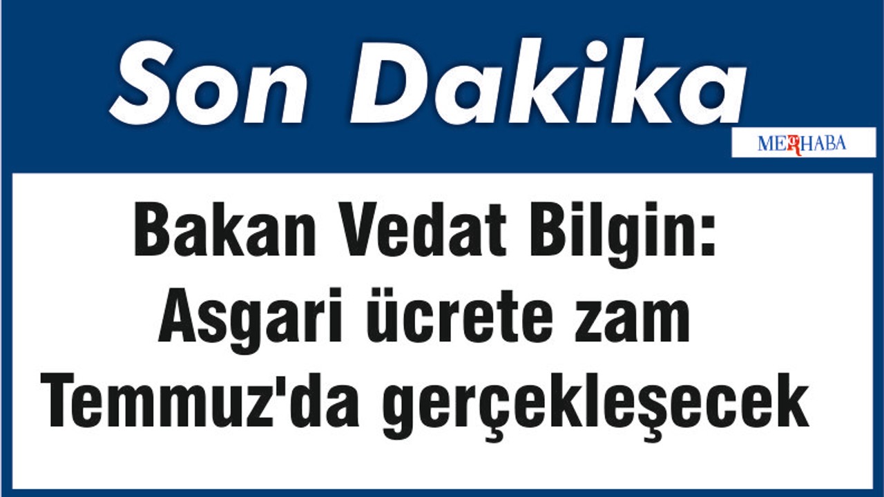 Son Dakika: Bakan Vedat Bilgin: Asgari ücrete zam Temmuz'da gerçekleşecek