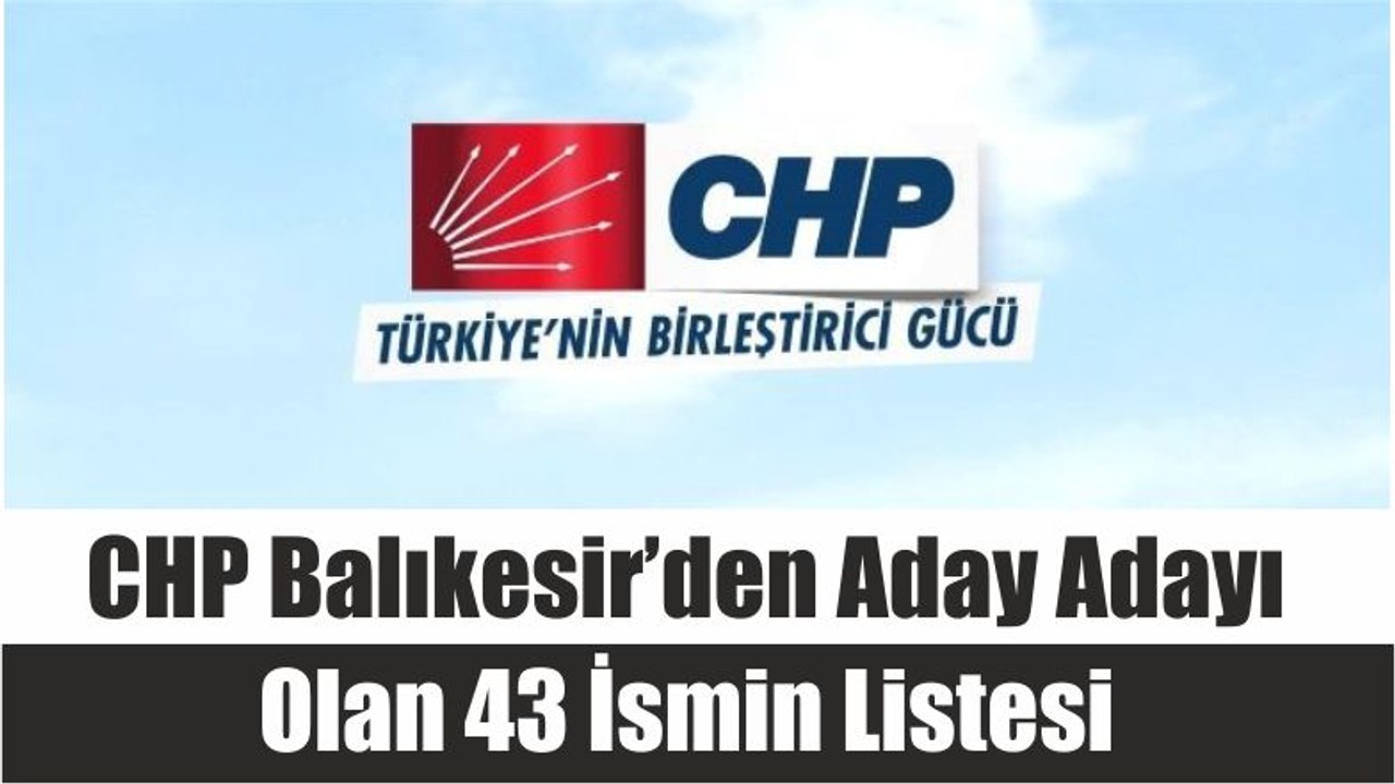 CHP Balıkesir’den Aday Adayı Olan 43 İsmin Listesi