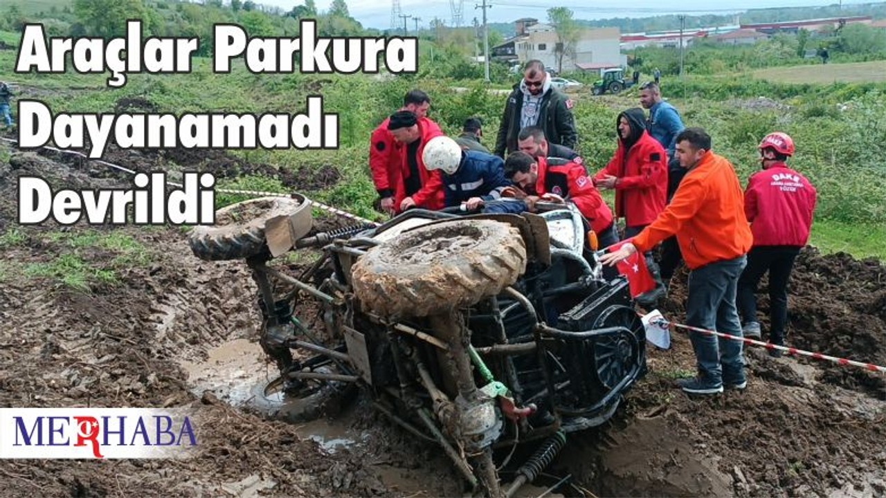 Araçlar Parkura Dayanamadı Devrildi