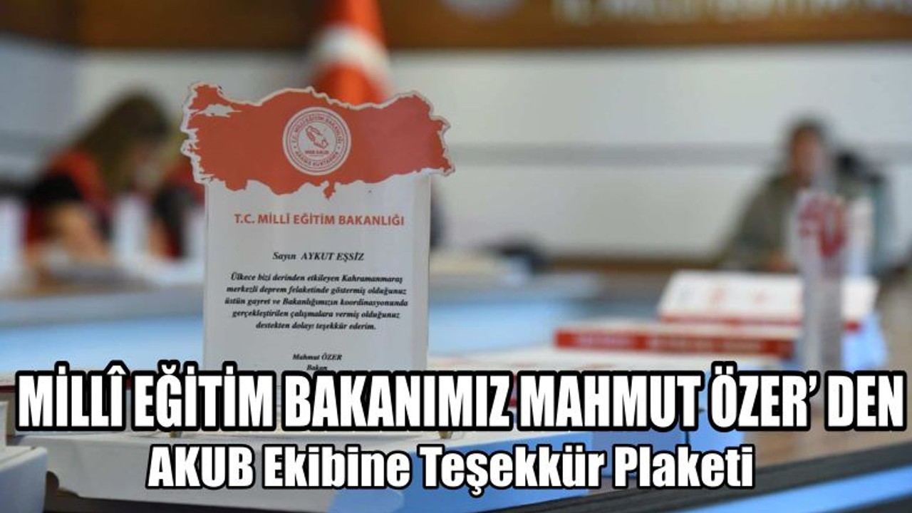 AKUB Ekibine Teşekkür Plaketi