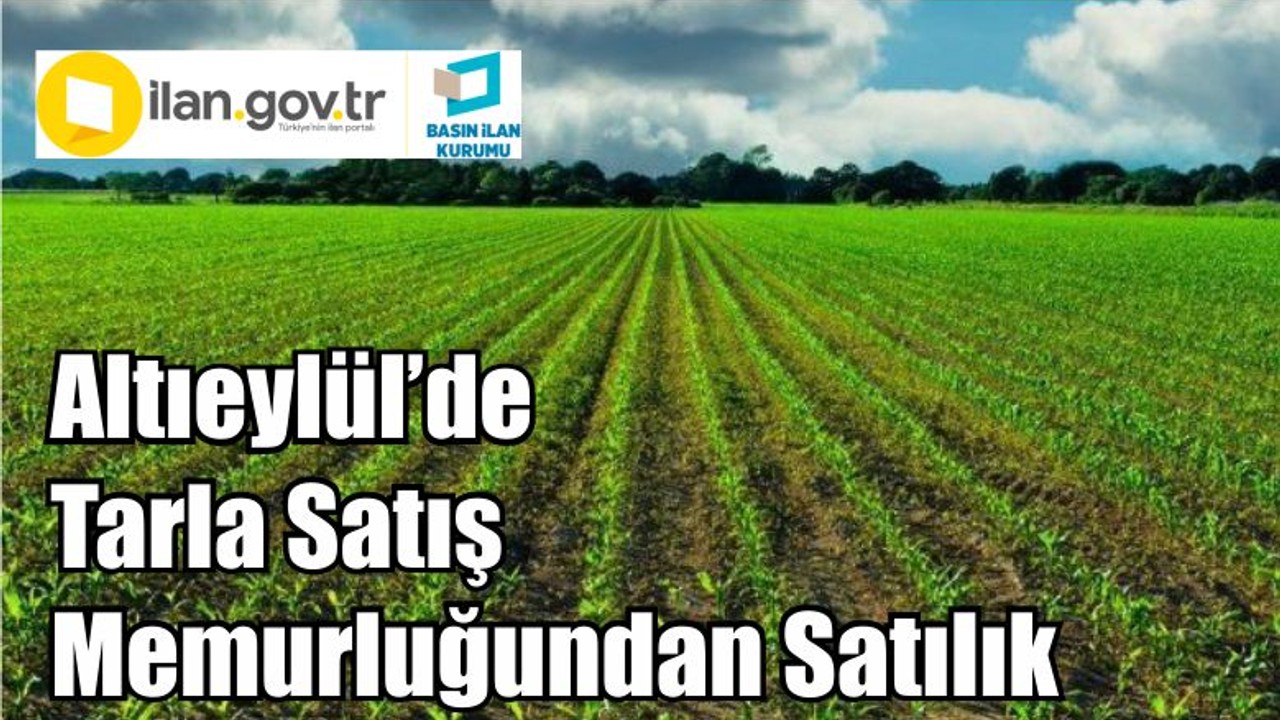 Altıeylül’de Tarla Satış Memurluğundan Satılık