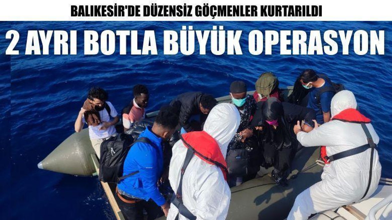 Balıkesir'de Düzensiz Göçmenler Kurtarıldı