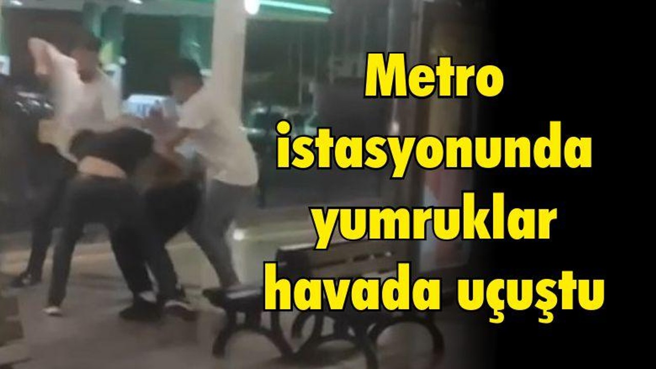Metro istasyonunda yumruklar havada uçuştu