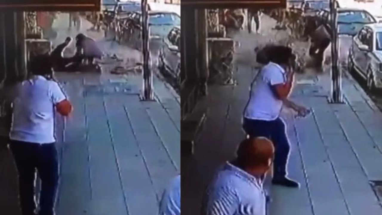 Kaldırımda Yürüyen Baba Kız Dehşeti Yaşadı ! Üstlerine Beton Düştü