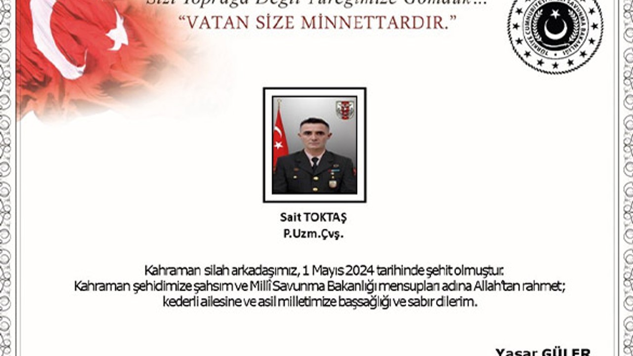 Pençe-Kilit Operasyonu Bölgesinde 1 Asker Şehit Oldu
