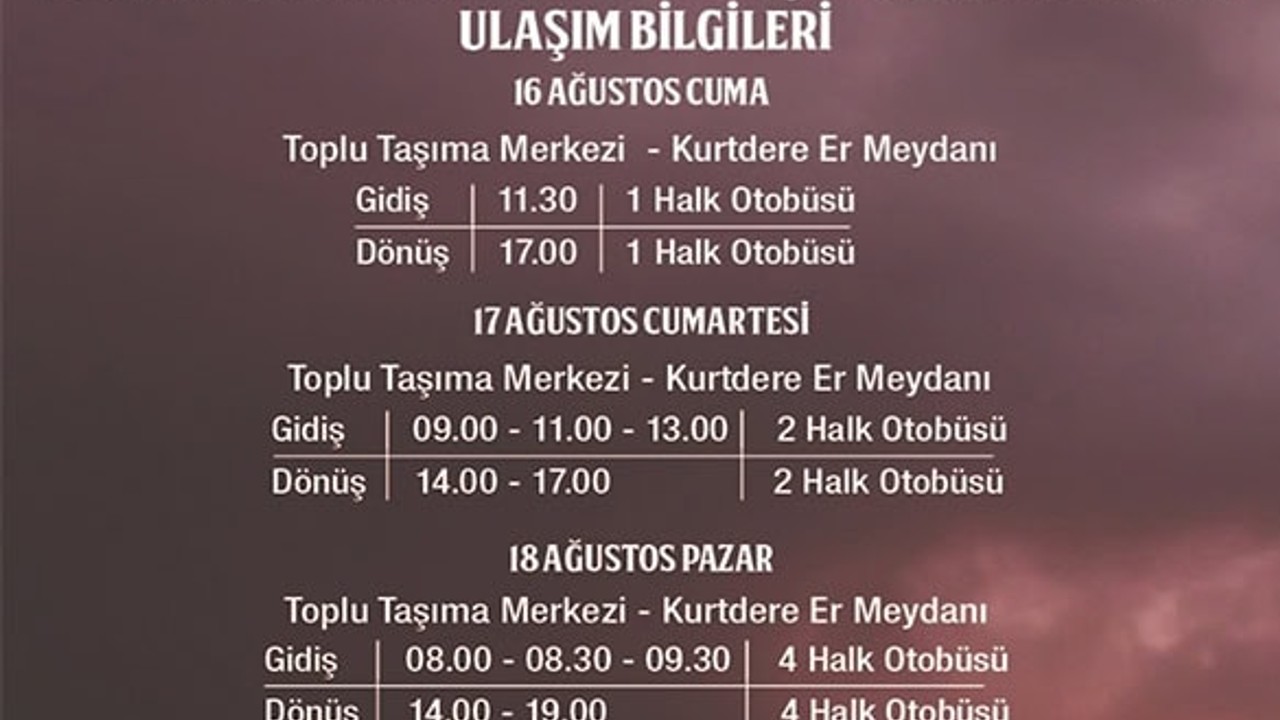Kurtdereli Güreşleri'ne Ücretsiz Ulaşım İmkanı
