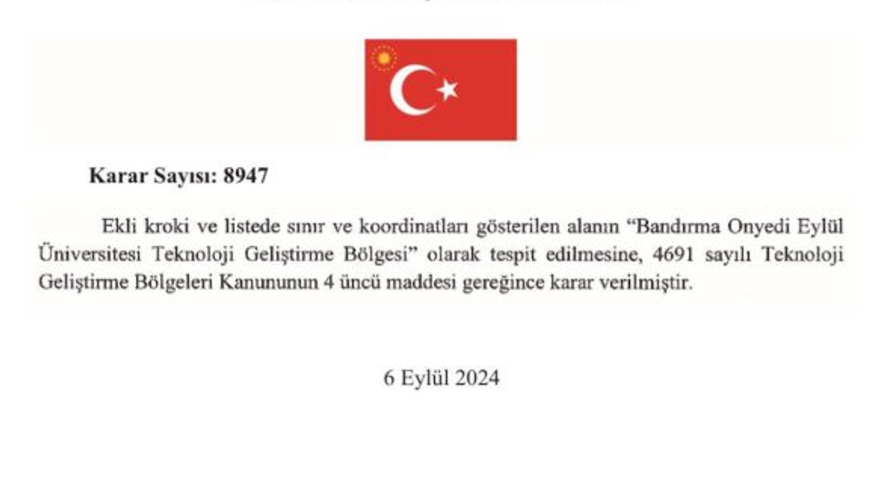 Balıkesir'e İkinci Teknoloji Geliştirme Bölgesi Resmi Gazete'de Yayımlandı