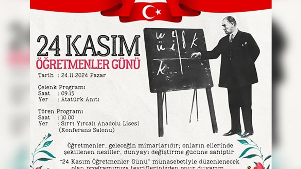 İl Milli Eğitim Müdürlüğü'nün Öğretmenler Günü Programı Açıklandı