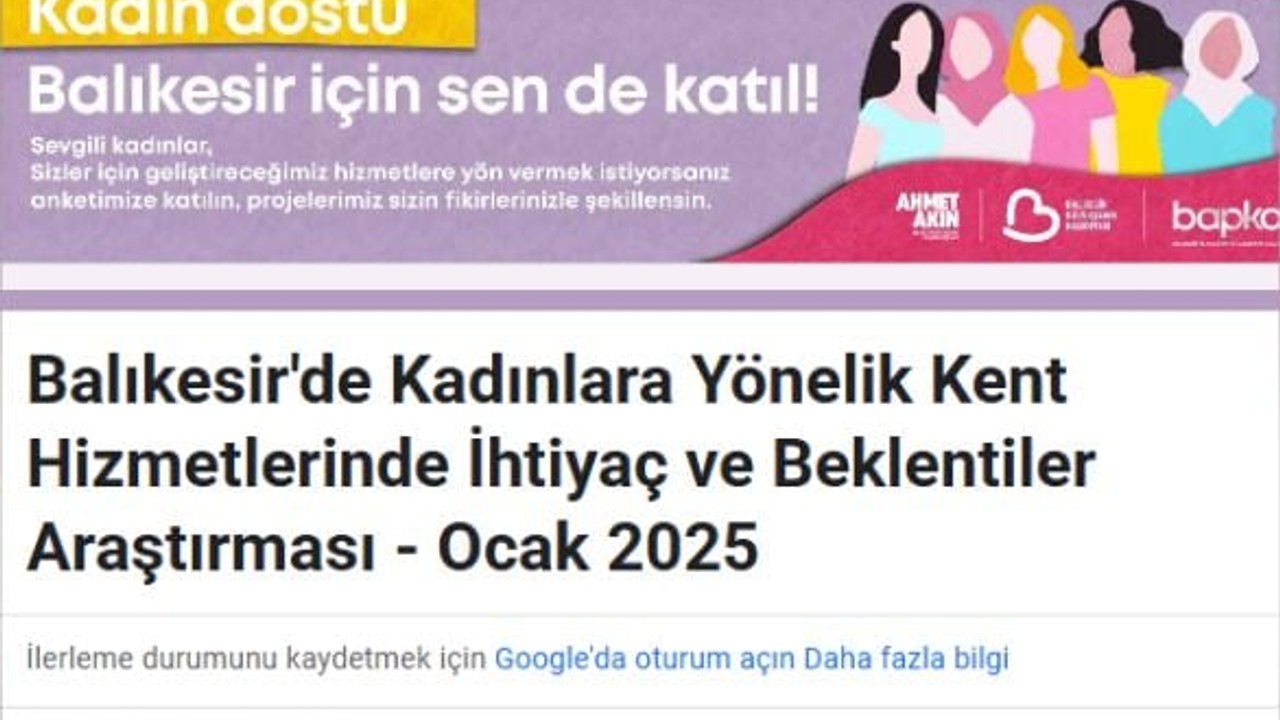 Balıkesir'de Kadınlara Özel Anket Başladı!