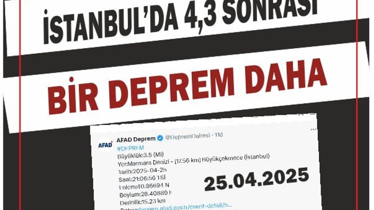 Marmara Denizi'nde 4,3 Büyüklüğünde Deprem