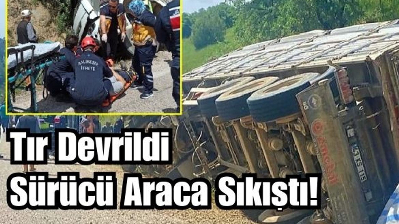 Sındırgı'da Odun Yüklü Tır Devrildi! Yaralı Var!