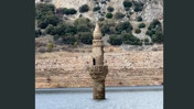 Balıkesir'de Havran Barajı'nda Sular Çekildi, Eski Köy Minaresi Ortaya Çıktı