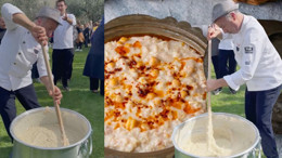 Başkan Batur Kazanın Başına Geçti, Keşkek Nasıl Dövülür Gösterdi