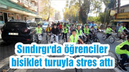 Sındırgı'da öğrenciler bisiklet turuyla stres attı