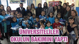 ÜNİVERSİTELİLER OKULUN BAKIMINI YAPTI