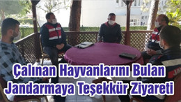 Çalınan Hayvanlarını Bulan Jandarmaya Teşekkür Ziyareti