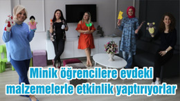 Minik öğrencilere evdeki malzemelerle etkinlik yaptırıyorlar