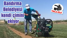 Bandırma Belediyesi kendi çimini ekiyor