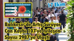 BALIKESİR’DE 17 EKİM KORONAVİRÜS TABLOSU