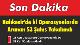 Balıkesir’de Aranan 53 Şahıs Yakalandı
