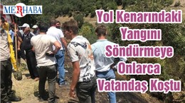 Yol Kenarındaki Yangını Söndürmeye Onlarca Vatandaş Koştu