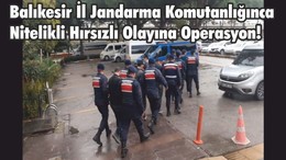 Balıkesir İl Jandarma Komutanlığınca Nitelikli Hırsızlı Olayına Operasyon!