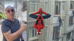 'Örümcek Adam' Gibi Hırsız Kameraya Yakalandı!