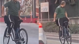 Akan trafikte bisikletine ters binerek ilerledi