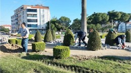 Burhaniye'de Park ve Bahçelerde Renkli Değişim
