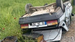 Sındırgı'da Kaza! Araç Takla Attı