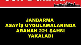 Jandarma Asayiş Uygulamalarında Aranan 221 Şahsı Yakaladı