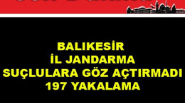 Balıkesir İl Jandarma Suçlulara Göz Açtırmadı: 197 Yakalama