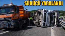 Virajı Alamayan Katı Atık Kamyonu Devrildi