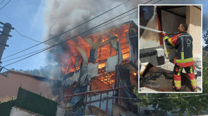 Balıkesir Büyükşehir İtfaiyesi Bursa’daki Ev Yangınına Müdahale Ediyor