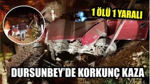DURSUNBEY'DE OTOMOBİL ŞARAMPOLE UÇTU