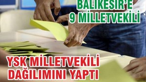 YSK VEKİL DAĞILIMINI YAPTI BALIKESİR’E 9 VEKİL