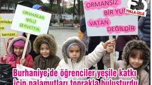 Burhaniye’de öğrenciler yeşile katkı için palamutları toprakla buluşturdu