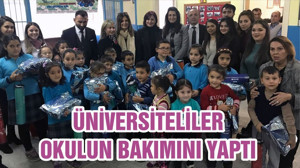 ÜNİVERSİTELİLER OKULUN BAKIMINI YAPTI