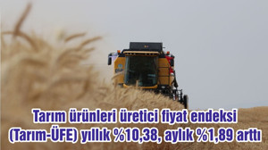 Tarım ürünleri üretici fiyat endeksi (Tarım-ÜFE) yıllık %10,38, aylık %1,89 arttı