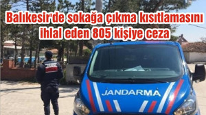Balıkesir'de sokağa çıkma kısıtlamasını ihlal eden 805 kişiye ceza