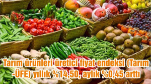 Tarım ürünleri üretici fiyat endeksi (Tarım-ÜFE) yıllık %14,50, aylık %0,45 arttı