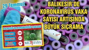 BALIKESİR’DE 29 TEMMUZ KORONAVİRÜS TABLOSU