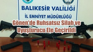 Gönen'de Ruhsatsız Silah ve Uyuşturucu Ele Geçirildi